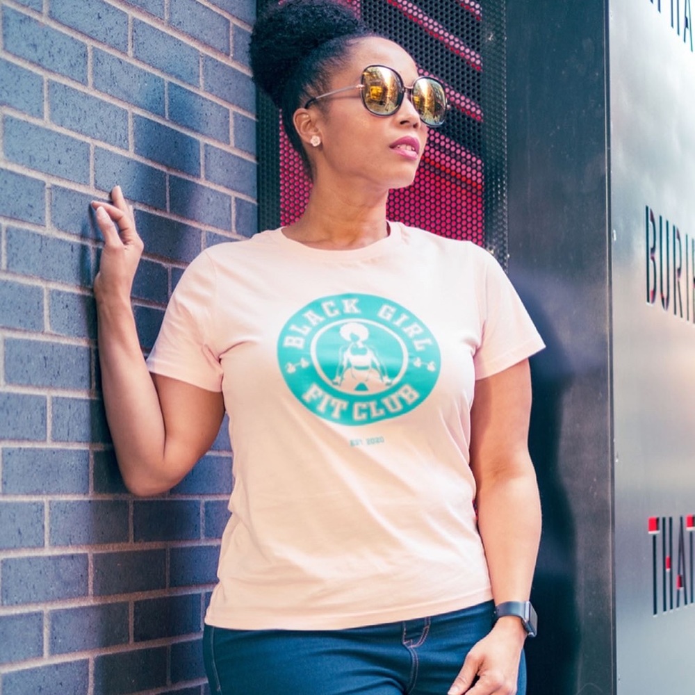 BRAND NEW, custommade, ‘BlackGirlFitClub’ pink tee